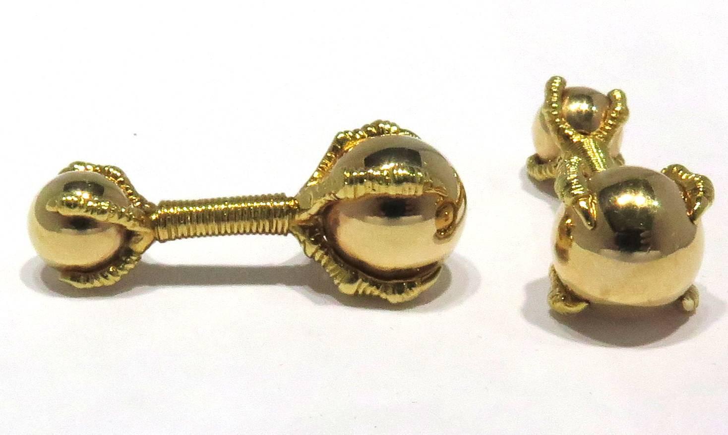 Exceptional Tiffany & Co. France Double Sided Ball and Claw Gold Cufflinks 3