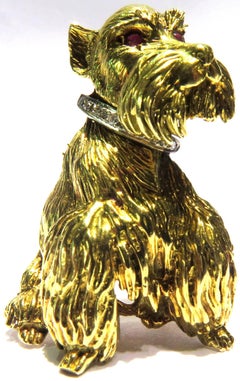 Schnauzer Ruby Diamond Gold Dog Pin