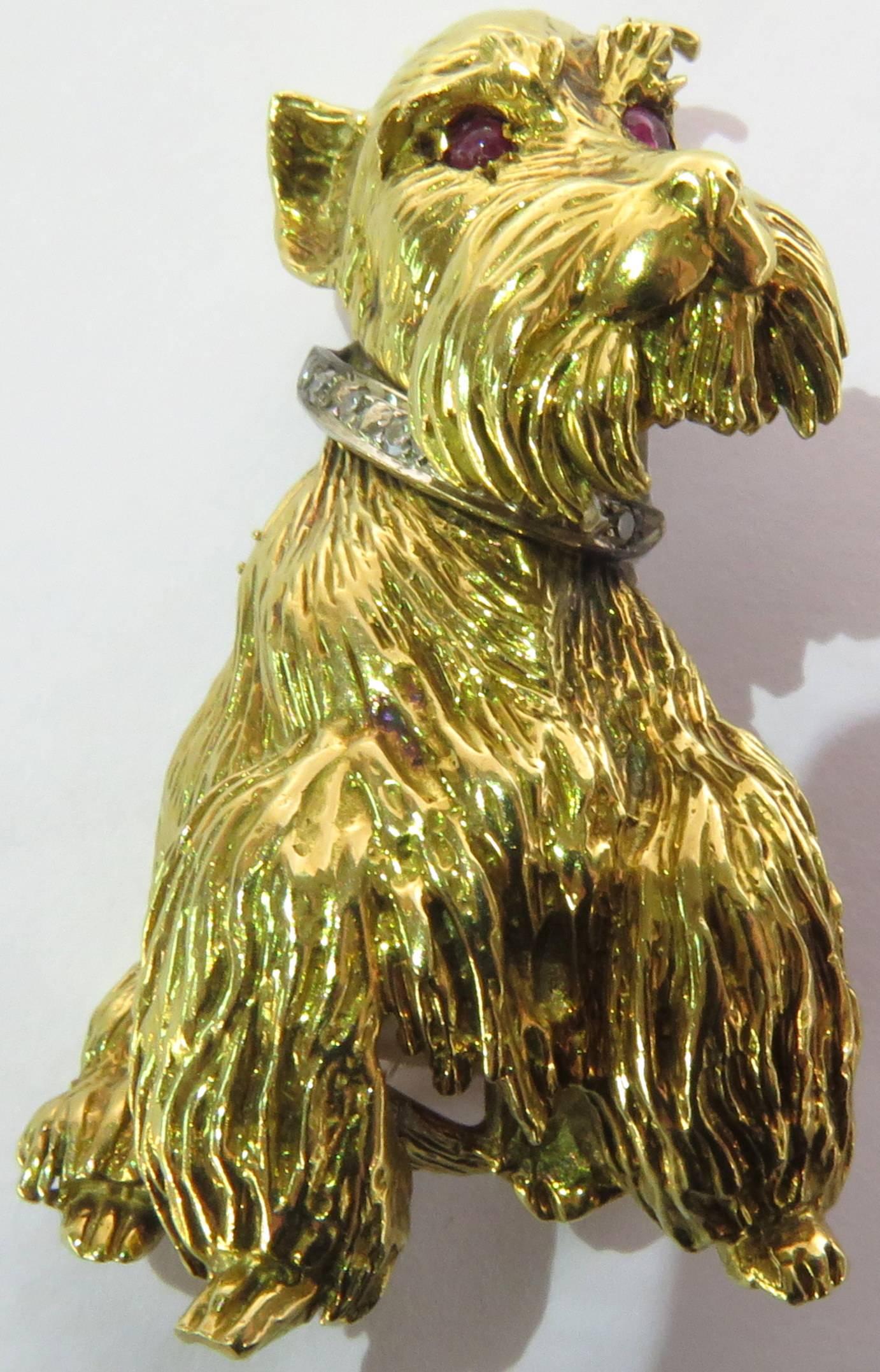 Schnauzer Ruby Diamond Gold Dog Pin 1