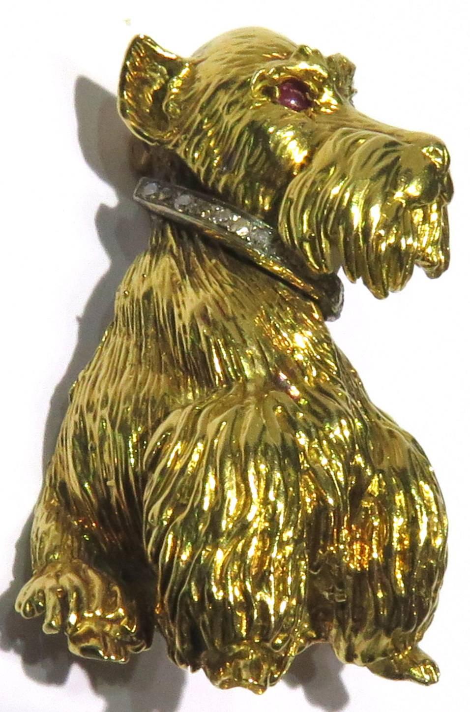 Schnauzer Ruby Diamond Gold Dog Pin 2