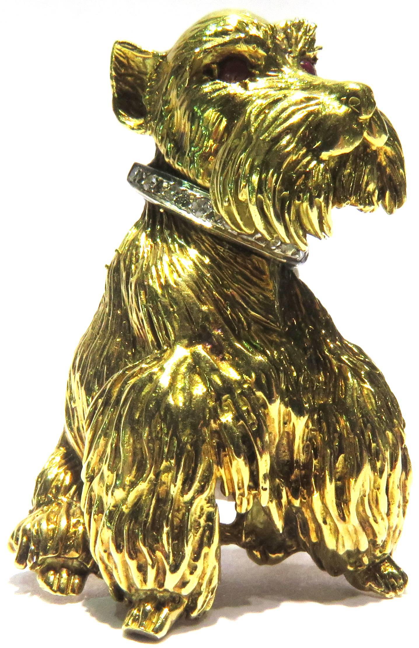 Schnauzer Ruby Diamond Gold Dog Pin 3