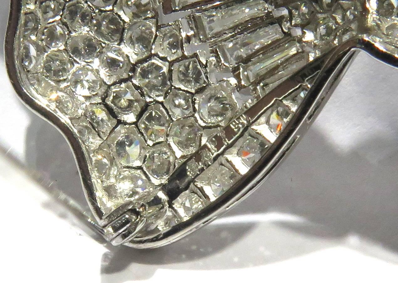 Spectacular  1950's   Diamond Platinum Bow Pin  2
