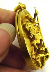 High Relief Diamant Gold Saint George und der Drache Medaillon Charm-Anhänger