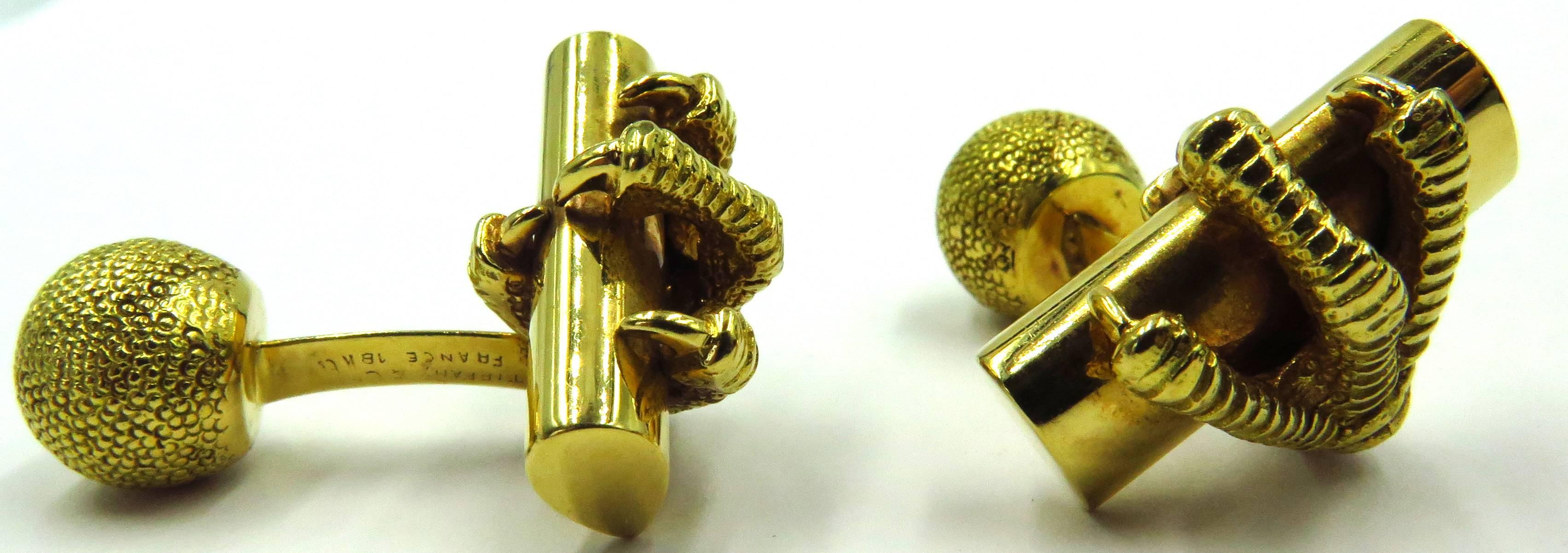 Tiffany & Co. France Gold Ball and Claw Cufflinks  In Excellent Condition In Palm Beach, FL