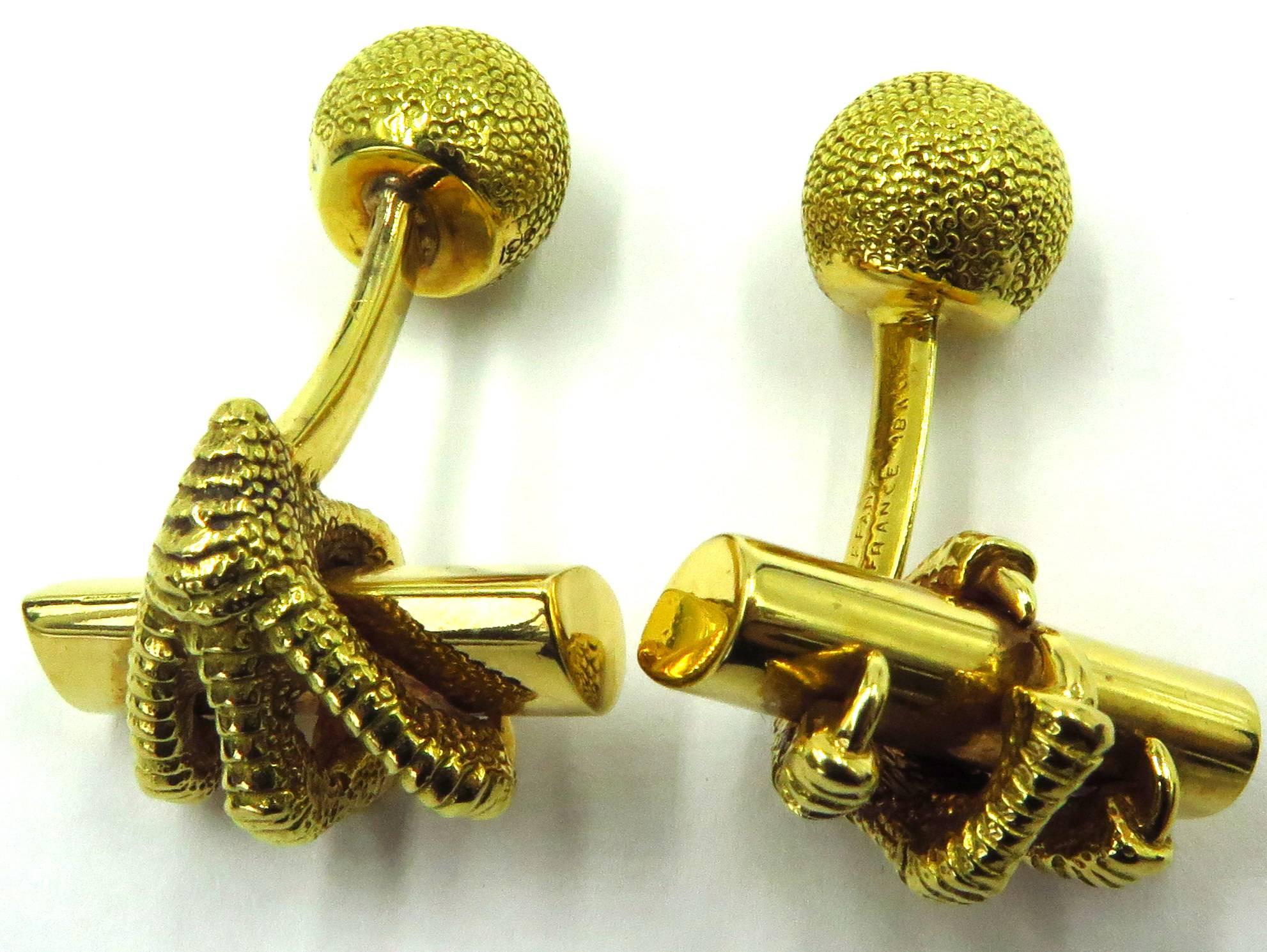 Tiffany & Co. France Gold Ball and Claw Cufflinks  1