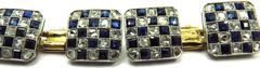 Stunning Early Deco Diamond Sapphire Checkerboard Double Sided Cufflinks