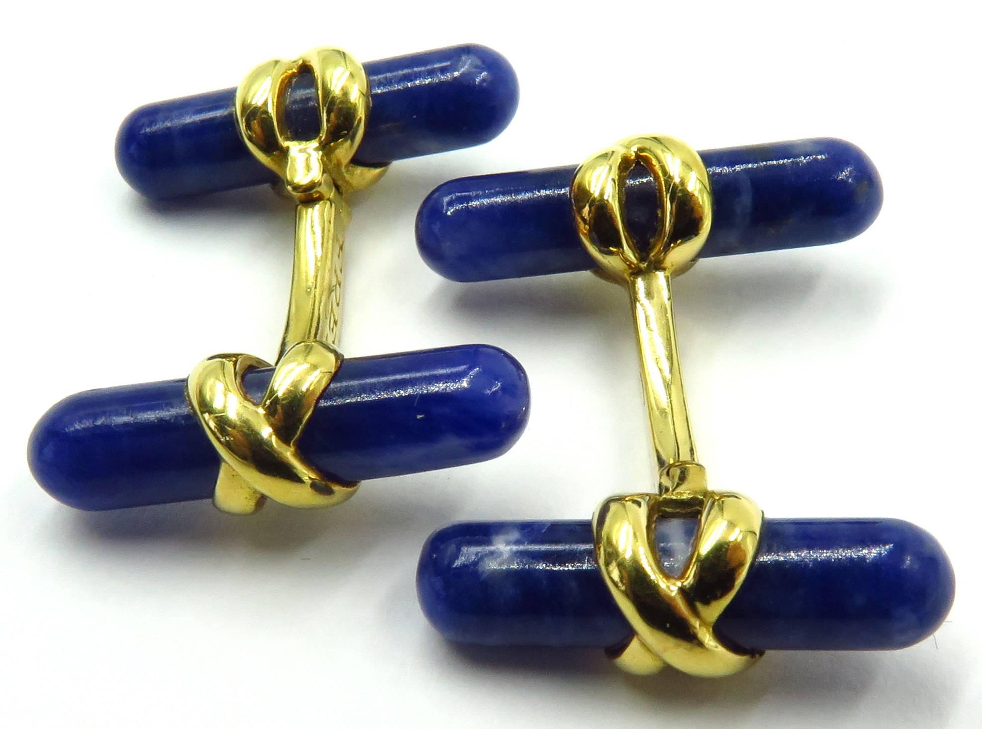Fred Paris 1970s Lapis Gold Double Sided Cufflinks at 1stDibs