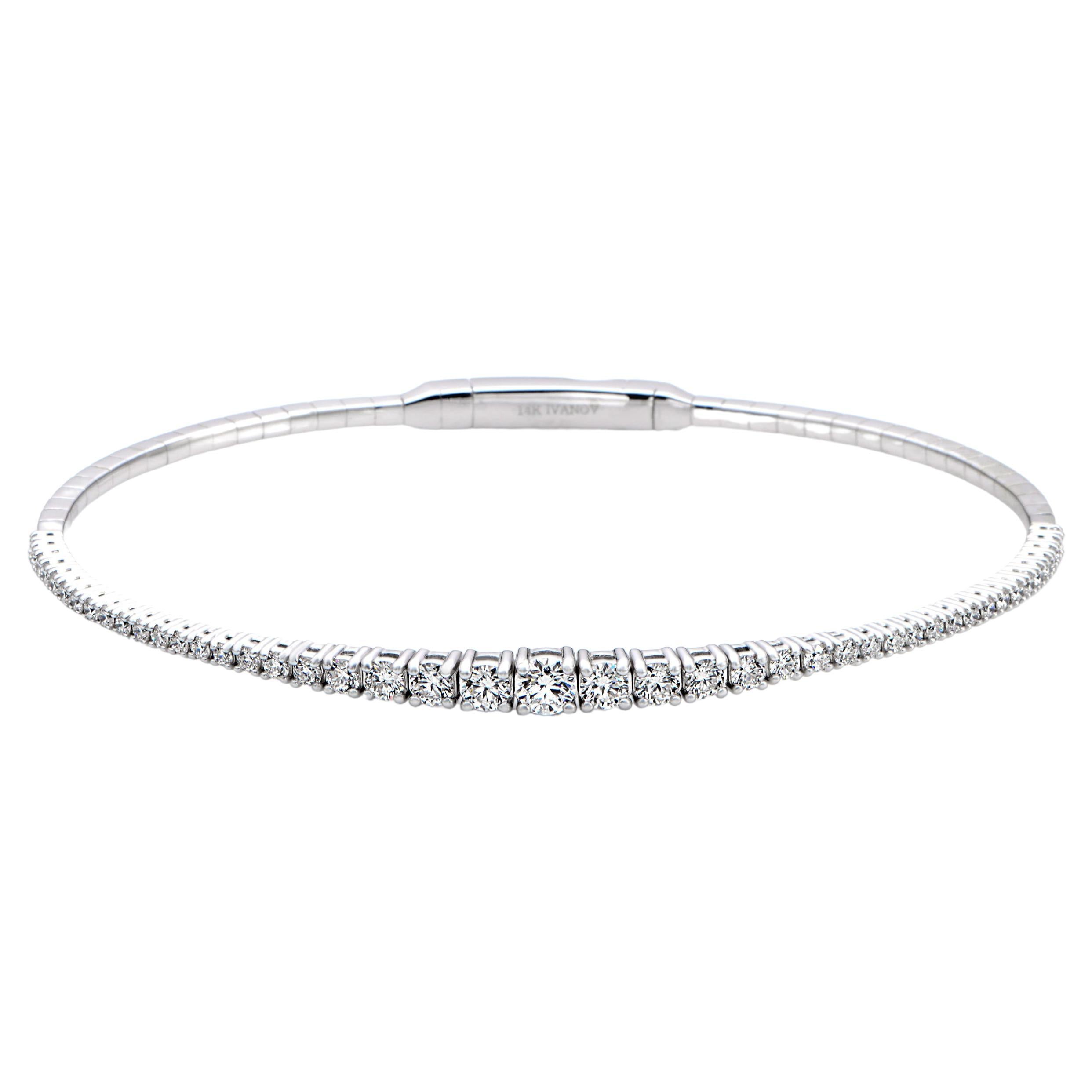 1.37 Carat Classic Diamond Tennis Bracelet For Sale at 1stDibs