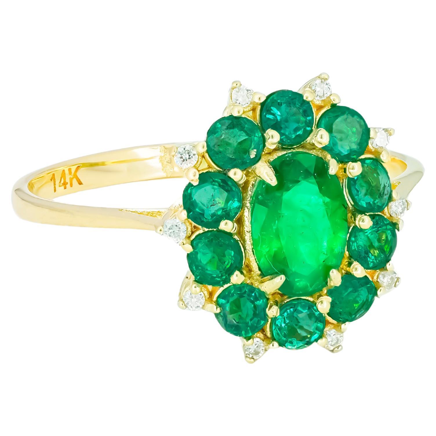 Genuine Emerald 14k gold ring