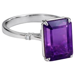 Amethyst and Diamonds 14k gold ring