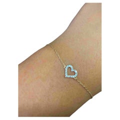 14k Solid Gold Heart Bracelet, Tiny Heart Gold Bracelet