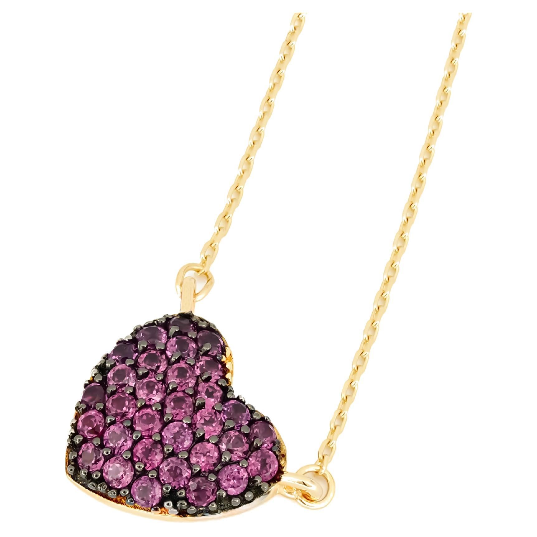 Collier pendentif cœur en or massif 14 carats, collier pour femmes en vente