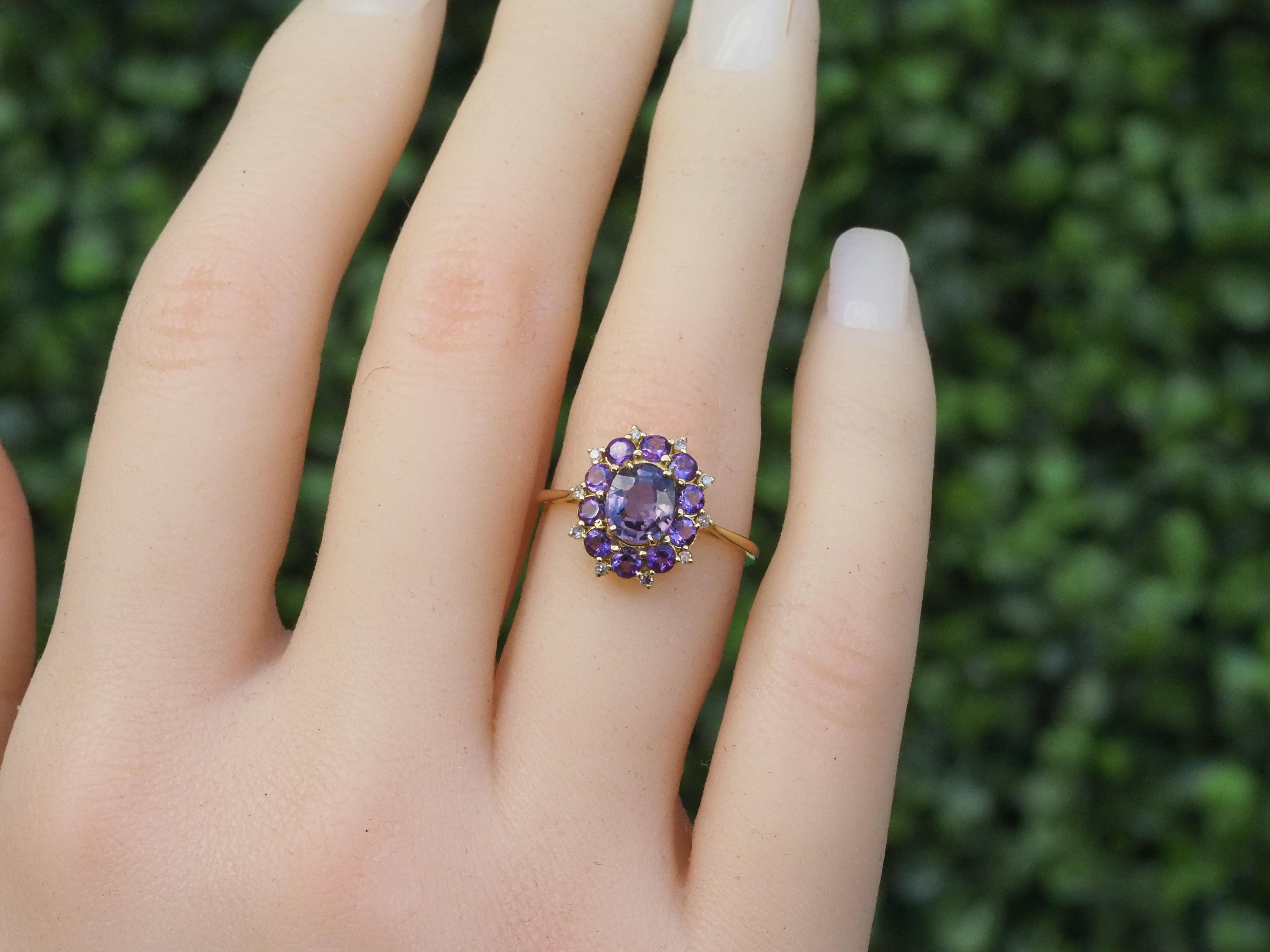 Lavender Spinel Gold Ring, 14k Gold Ring with Spinel, Amethyst and Diamonds 2