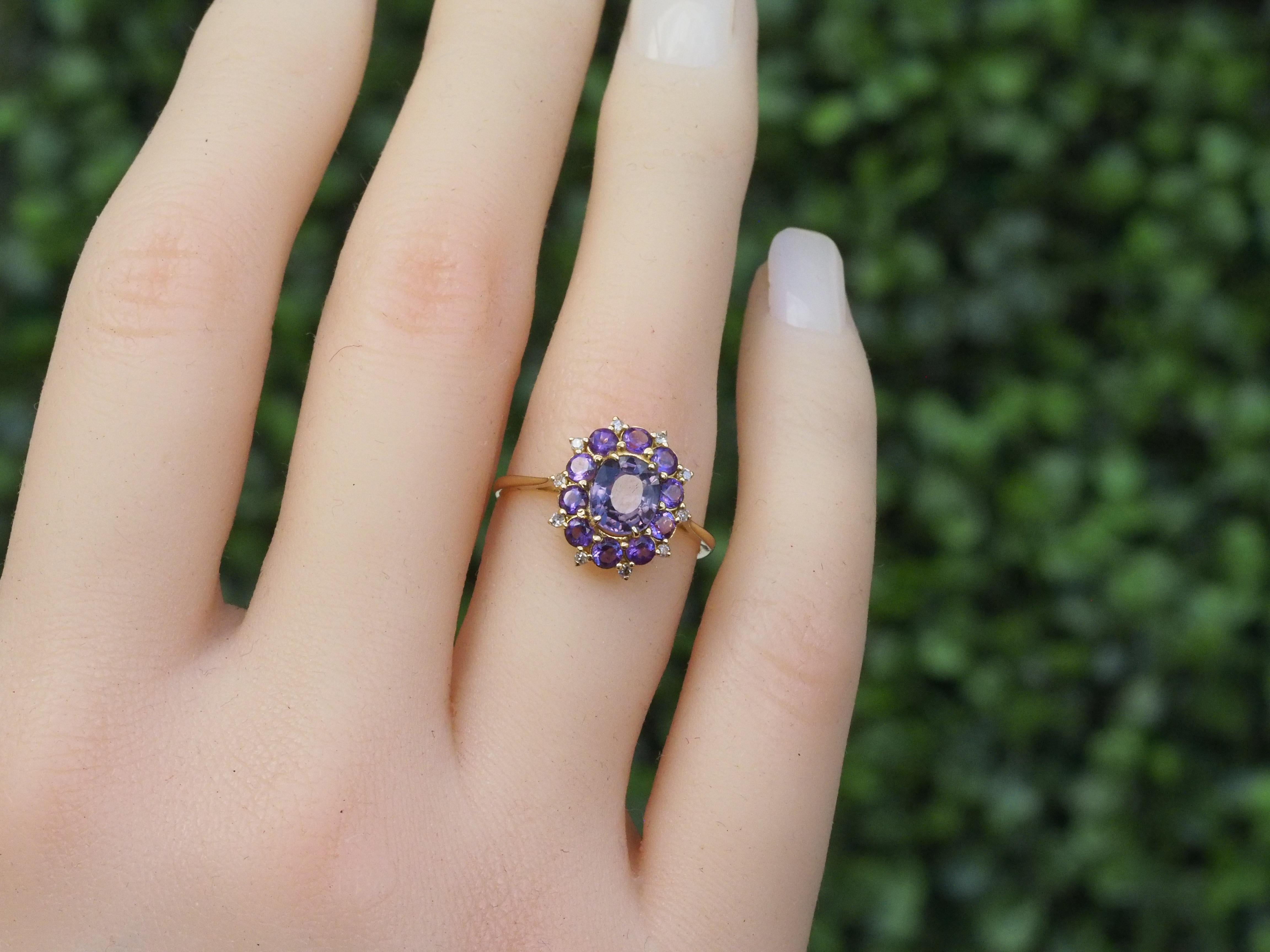 Lavender Spinel Gold Ring, 14k Gold Ring with Spinel, Amethyst and Diamonds 3