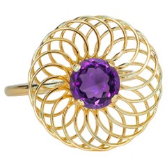 Amethyst 14k Gold Ring, Amethyst Engagement Ring
