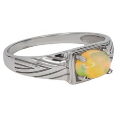 14k Gold Mens Ring with Opal, Gold Ring for Men with Opal