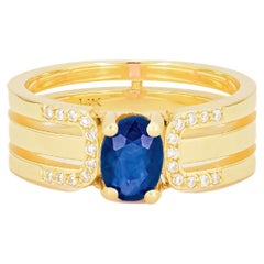 14 K Gold Herrenring mit Saphir.