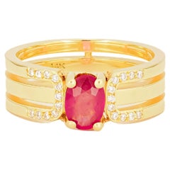 Bague pour homme en or 14 K avec rubis.