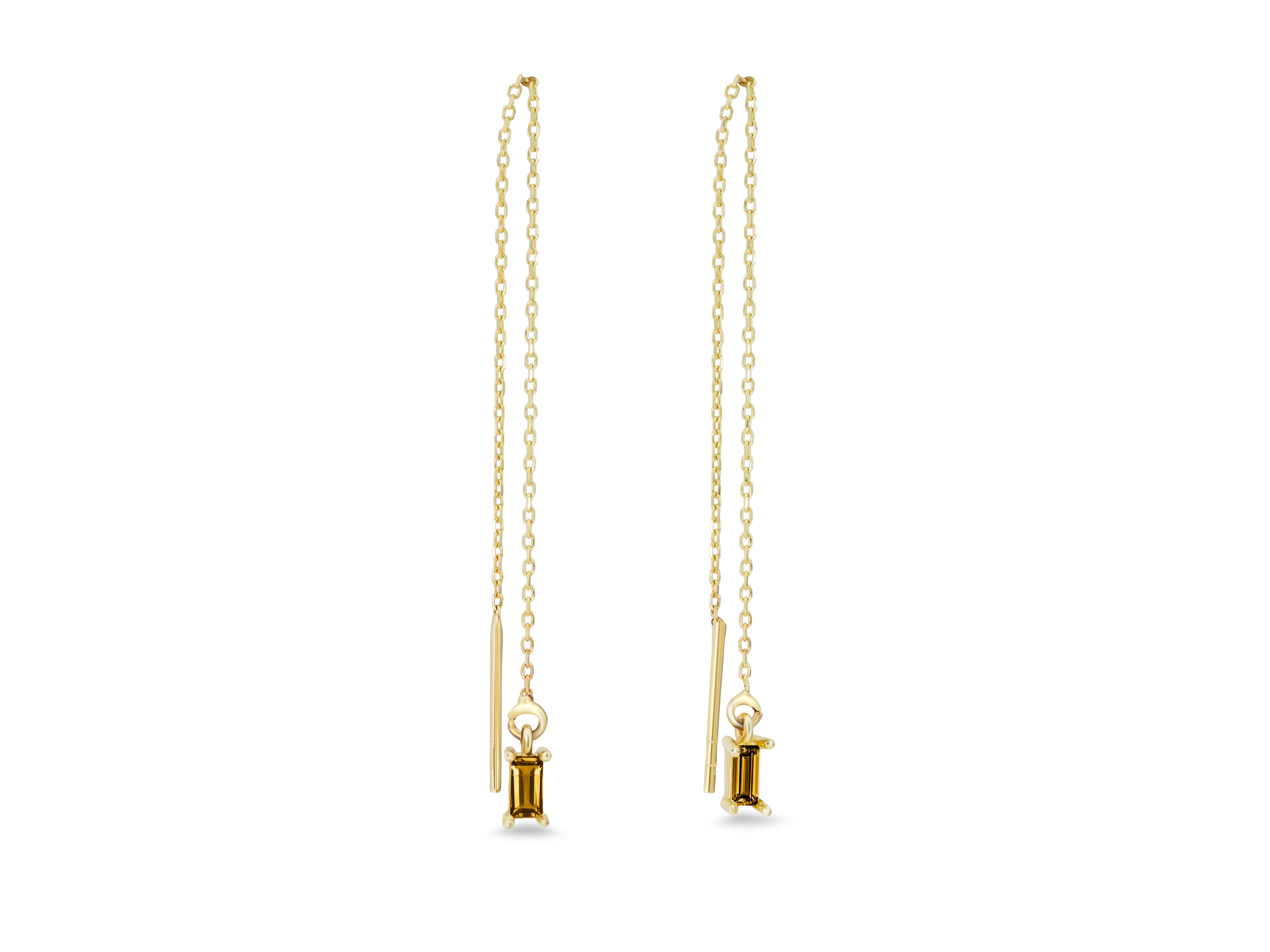 14k Solid Gold Drop Earrings with citrine.