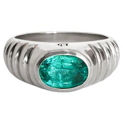 Anello maschile, unisex con smeraldo autentico