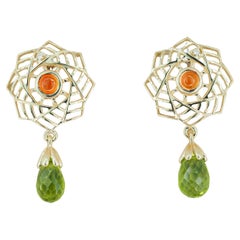Earrings with peridots, sapphires and diamonds