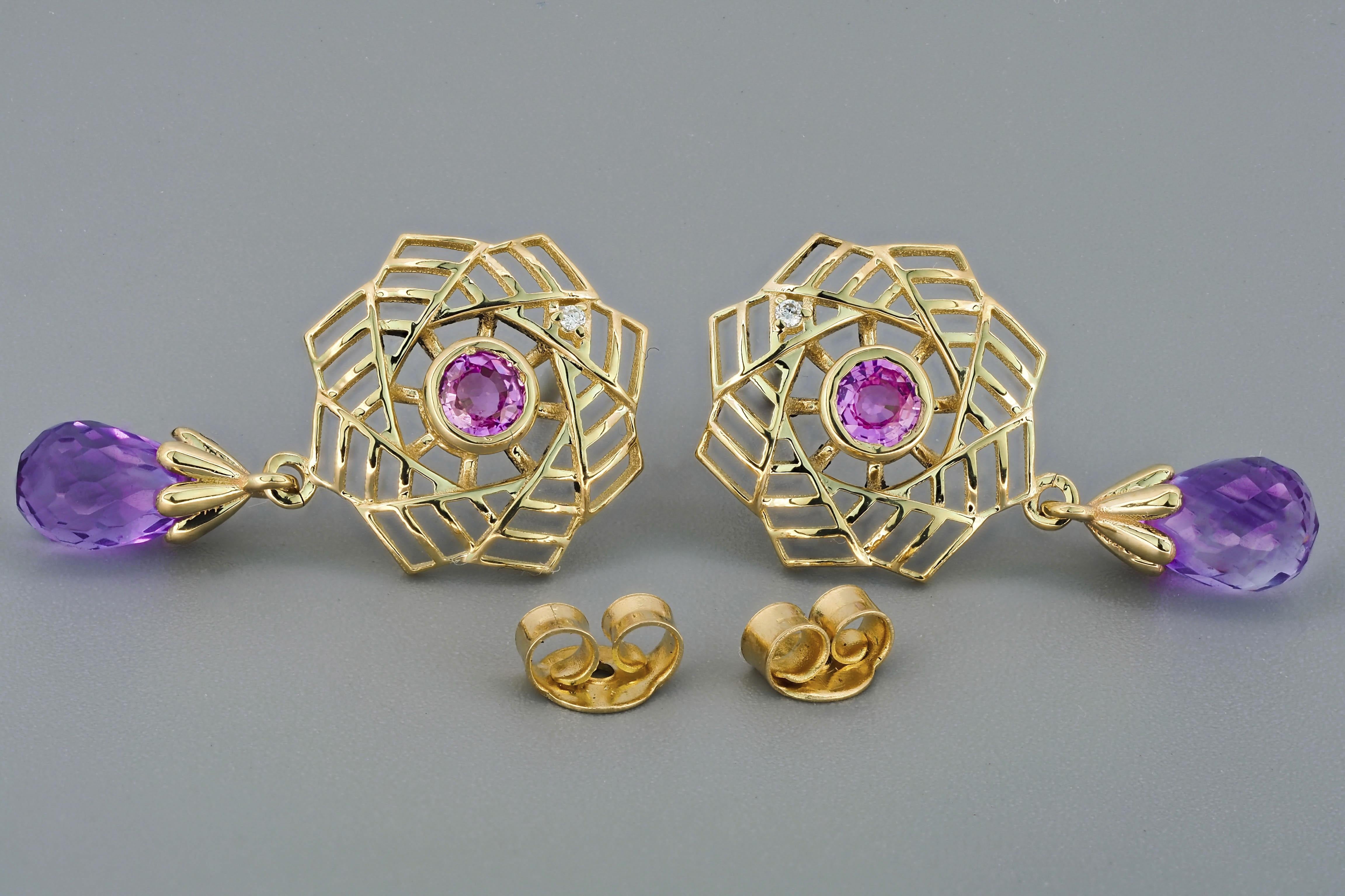 Boucles d'oreilles en améthyste Pour femmes en vente