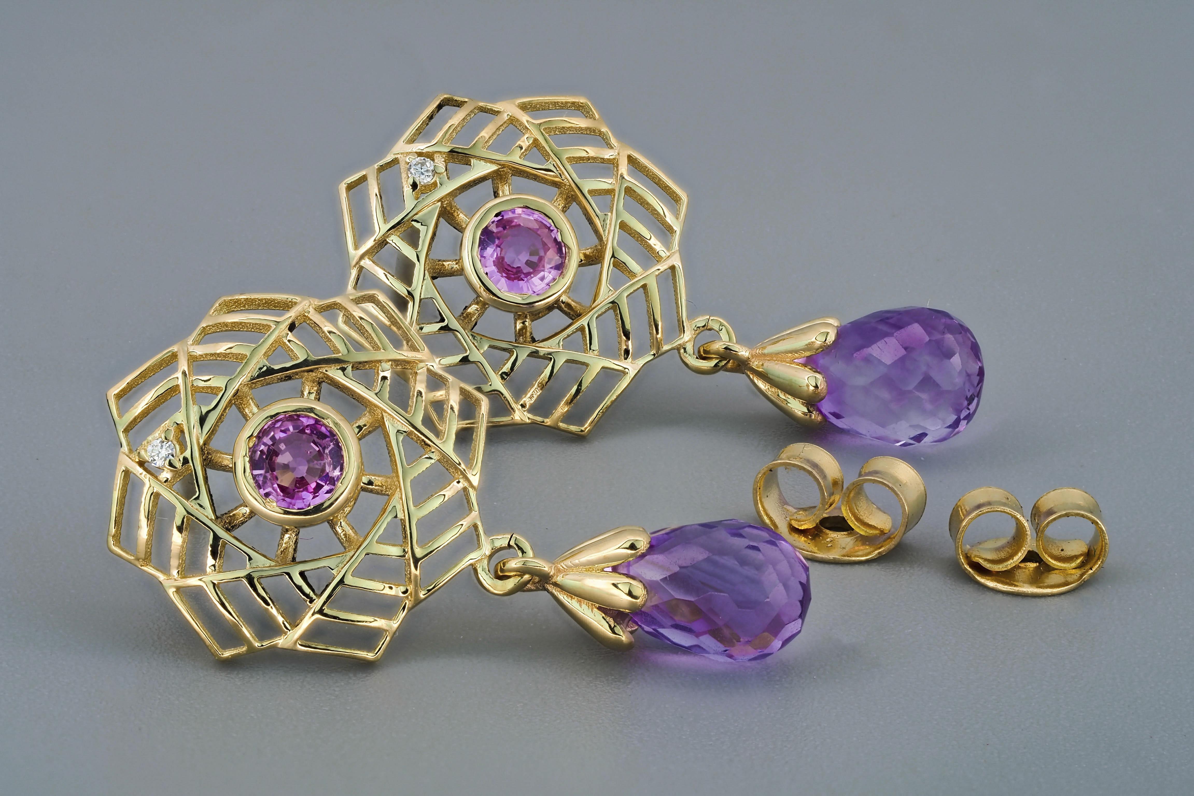Boucles d'oreilles en améthyste Neuf - En vente à Istanbul, TR