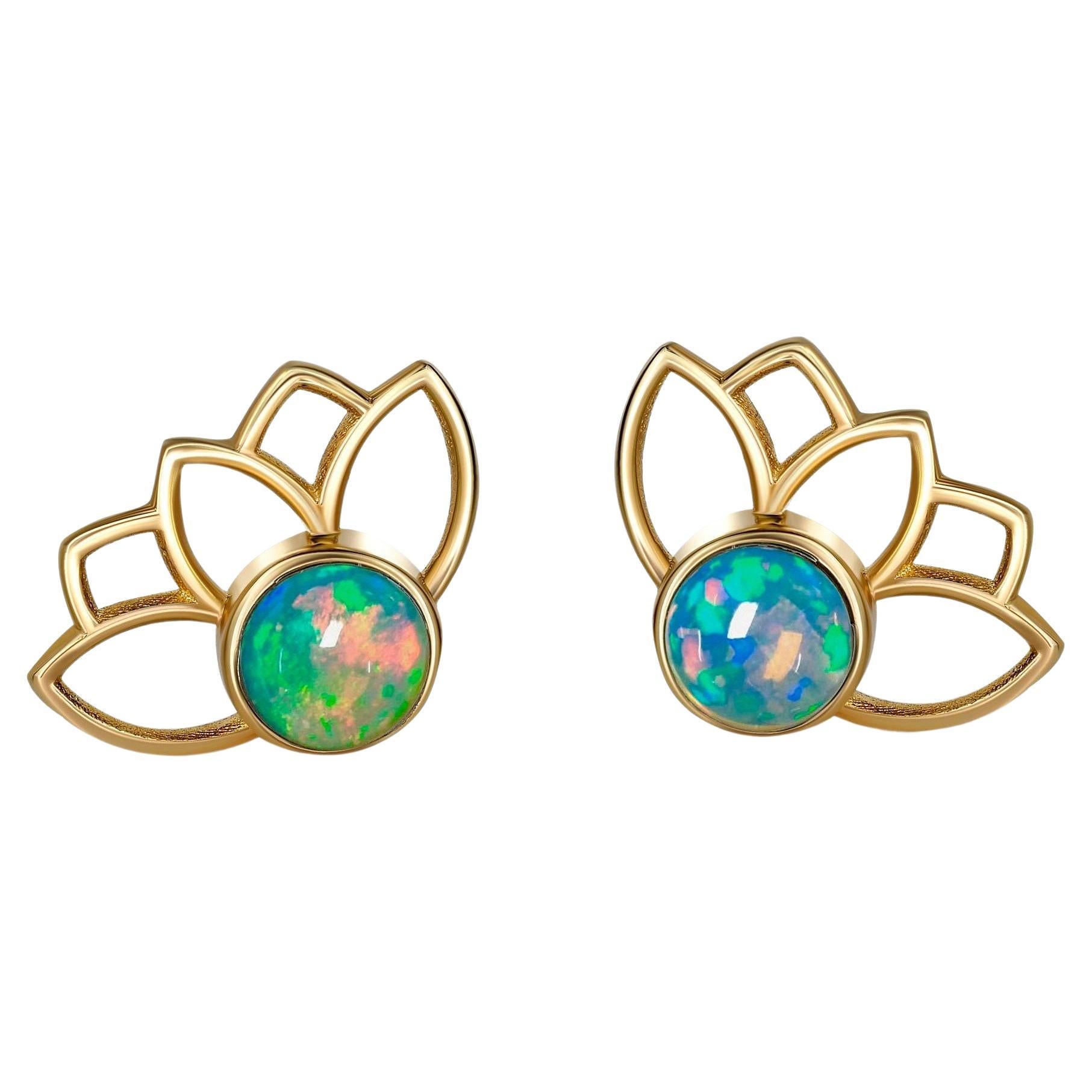 Boucles d'oreilles Lotus avec opales