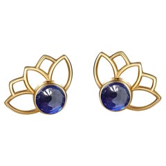 Boucles d'oreilles Lotus avec saphirs
