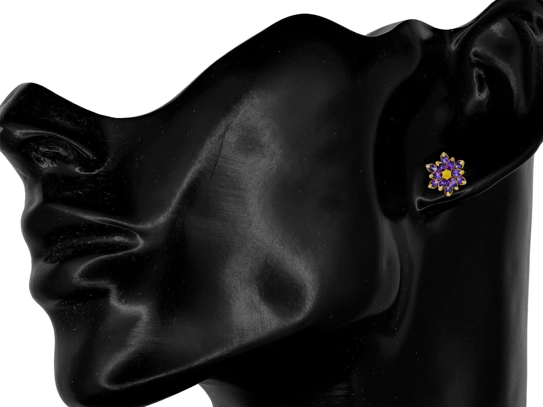 Taille Marquise Boucles d'oreilles fleurs de lotus en vente