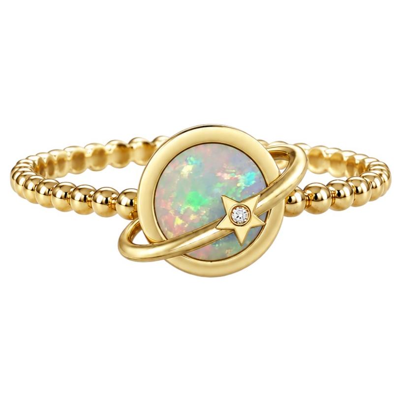 14k gold ring with opal cabochon