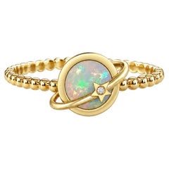 14k gold ring with opal cabochon