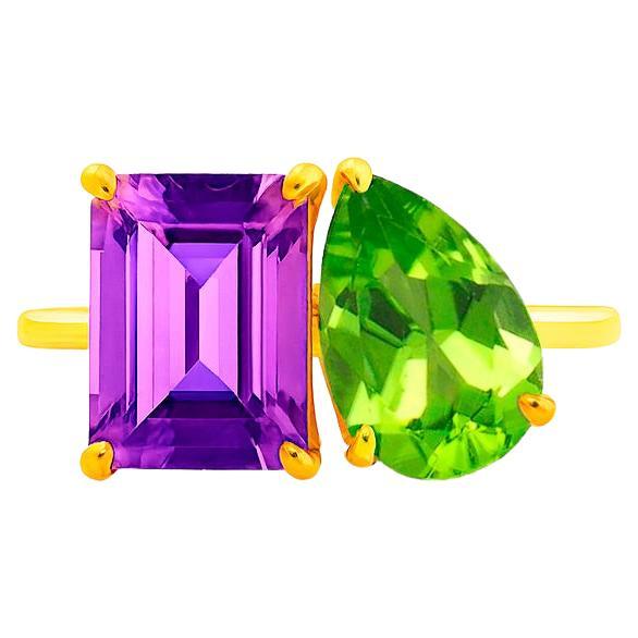 Toi et Moi Edelstein-Ring: Amethyst und Peridot