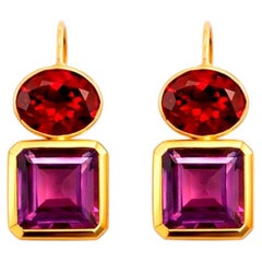 Garnet and amethyst silver earrings