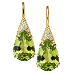 Pear Peridot silver, gold earrings