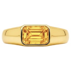 Octagon citrine ring for men in 14k gold