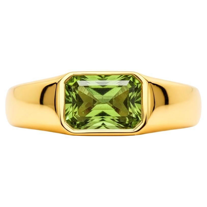 Octagon peridot ring for men in 14k gold