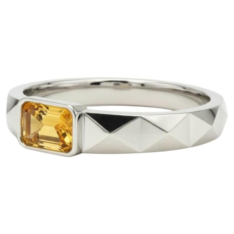 Citrin Solitär Ring für Männer Silber, Gold