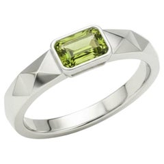 Peridot solitaire ring for men silver, gold