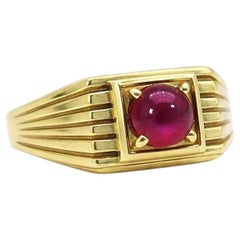 Anello con solitario in rubino per uomo in argento, oro