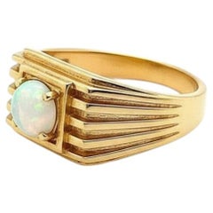 Opal solitaire ring for men silver, gold