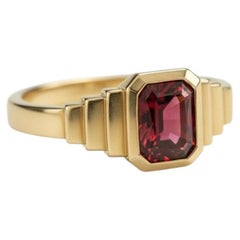 Bague solitaire en grenat pour homme argent, or