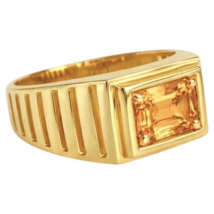 Art Deco Siegelring für Männer mit Citrin, Silber, Gold