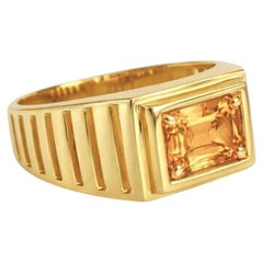 Art Deco Signet Ring for Men with Citrine, silver, gold