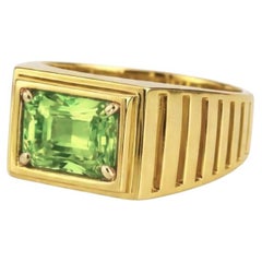 Art Deco Signet Ring for Men with Peridot, silver, gold