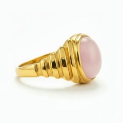 Oval Cabochon Pink Quartz Ring Silver, Gold