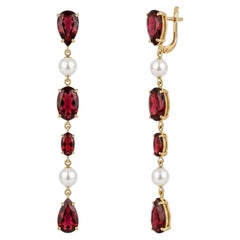 Boucles d'oreilles « Garnet & Pearl Drop » aux formes variées, argent, or