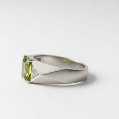 Men’s Peridot Geometric Statement Ring, Silver, Gold