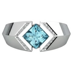 Men’s Topaz Geometric Statement Ring, Silver, Gold