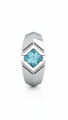 Men’s Topaz Geometric Statement Ring, Silver, Gold